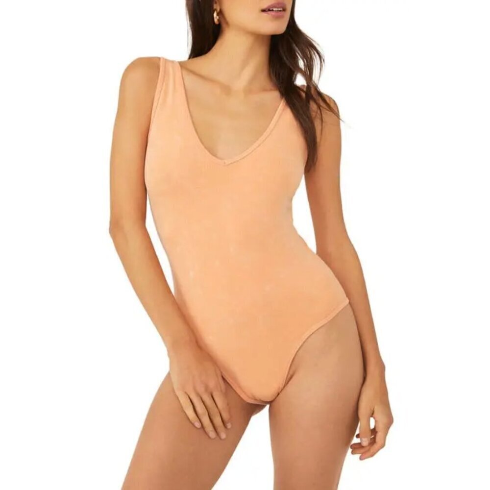 Free People Intimately Bodysuit Washed Orange Medium Large
